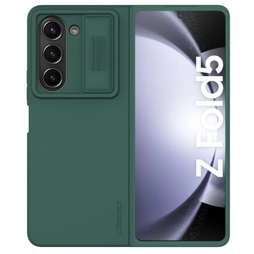 NILLKIN Shockproof Case for Samsung Galaxy Z Fold5 5G Dual Layer Hybrid Hard PC Soft Silicone Case with Slide Camera Lens Cover - Green - 1