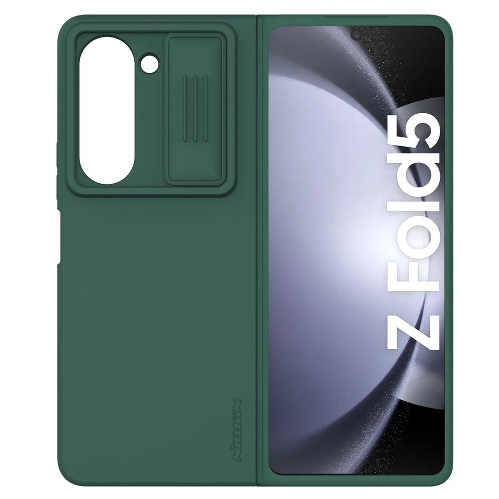 NILLKIN Shockproof Case for Samsung Galaxy Z Fold5 5G Dual Layer Hybrid Hard PC Soft Silicone Case with Slide Camera Lens Cover - Green - 6