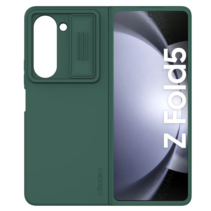 NILLKIN Shockproof Case for Samsung Galaxy Z Fold5 5G Dual Layer Hybrid Hard PC Soft Silicone Case with Slide Camera Lens Cover - Green - 6