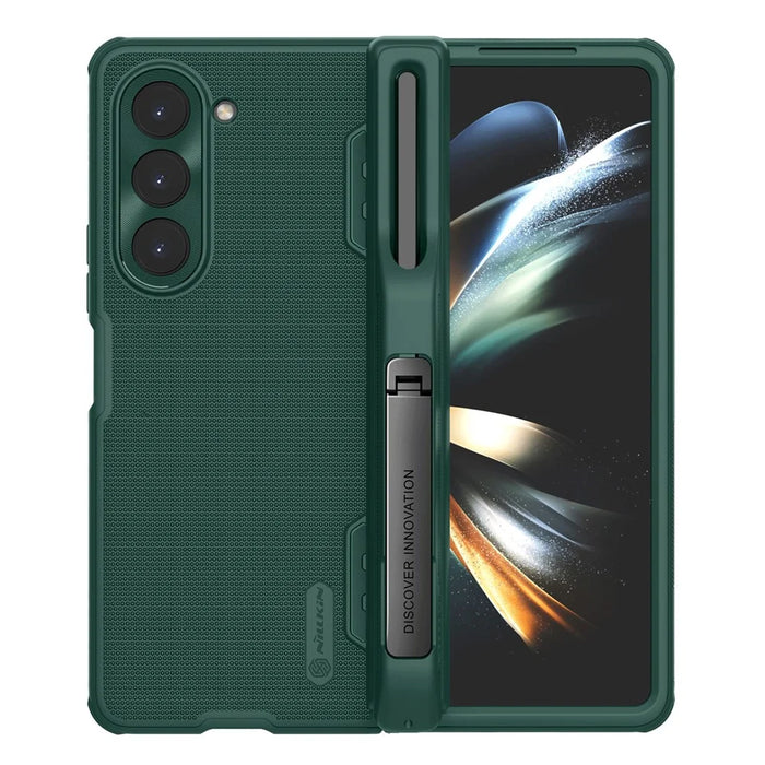 NILLKIN Super Frosted Shield Fold for Samsung Galaxy Z Fold5 5G PC + TPU Phone Case Matte Kickstand Cover with Pen Slot - Green - 1