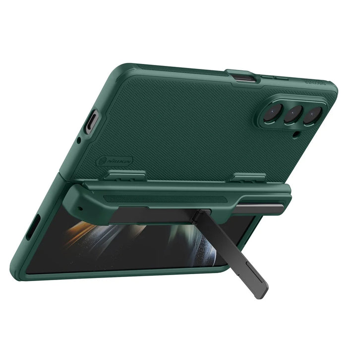 NILLKIN Super Frosted Shield Fold for Samsung Galaxy Z Fold5 5G PC + TPU Phone Case Matte Kickstand Cover with Pen Slot - Green - 2