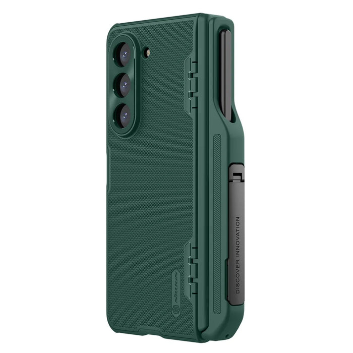 NILLKIN Super Frosted Shield Fold for Samsung Galaxy Z Fold5 5G PC + TPU Phone Case Matte Kickstand Cover with Pen Slot - Green - 4