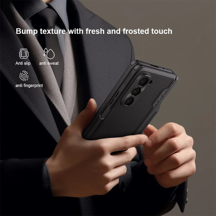 NILLKIN Super Frosted Shield Fold for Samsung Galaxy Z Fold5 5G PC + TPU Phone Case Matte Kickstand Cover with Pen Slot - Green - 6