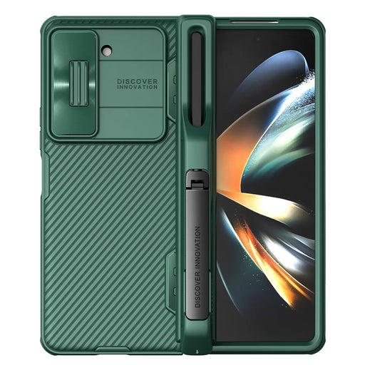 NILLKIN CamShield Fold Case for Samsung Galaxy Z Fold5 5G TPU+PC Phone Cover Kickstand Shell with Pen Slot - Green - 1