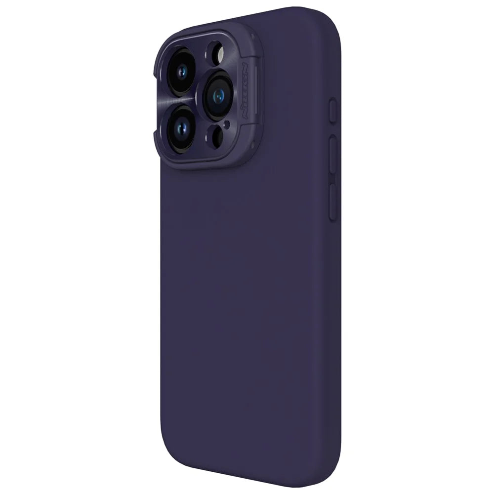 NILLKIN Lenswing Magnetic Phone Case for iPhone 15 Pro Max Camera Lens Guard Kickstand Silicone Cover Compatible with MagSafe - Purple - 3