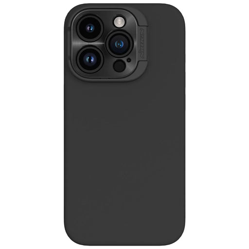 NILLKIN Lenswing Magnetic Phone Case for iPhone 15 Pro , Soft Silicone Camera Lens Frame Kickstand Cover - Black - 1