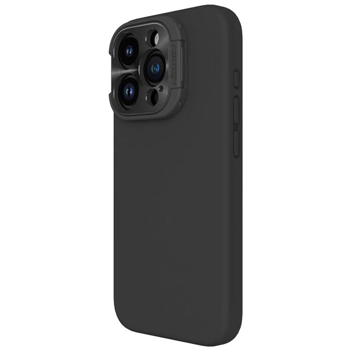 NILLKIN Lenswing Magnetic Phone Case for iPhone 15 Pro , Soft Silicone Camera Lens Frame Kickstand Cover - Black - 6