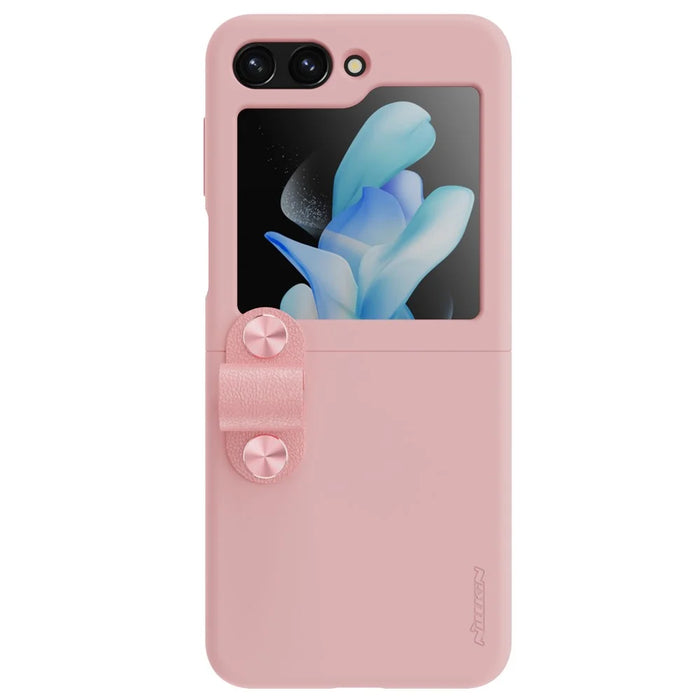 NILLKIN For Samsung Galaxy Z Flip5 5G Liquid Silicone Phone Case Finger Strap Kickstand Protective Cover - Pink - 2