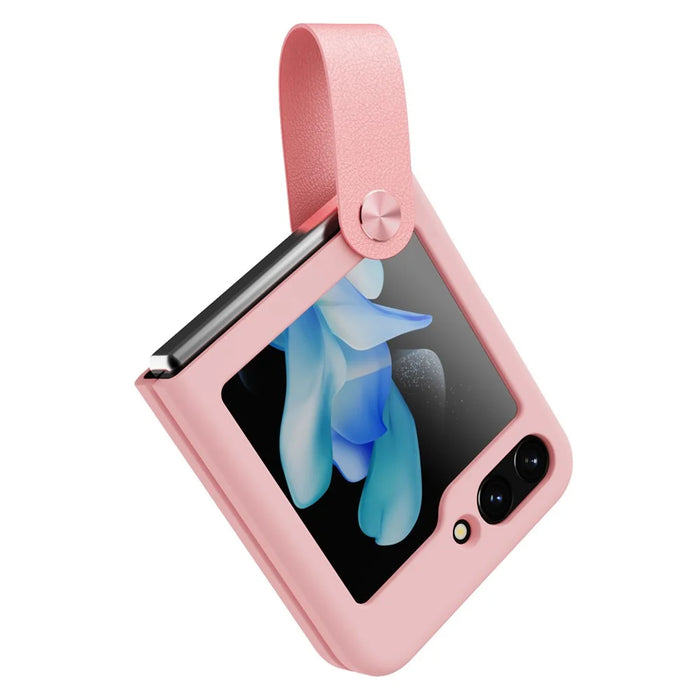 NILLKIN For Samsung Galaxy Z Flip5 5G Liquid Silicone Phone Case Finger Strap Kickstand Protective Cover - Pink - 4
