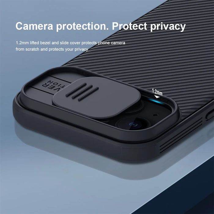 NILLKIN CamShield Pro Series for iPhone 15 Plus Anti-scratch Phone Case Slide Camera Shield PC+TPU Cover - Blue - 7