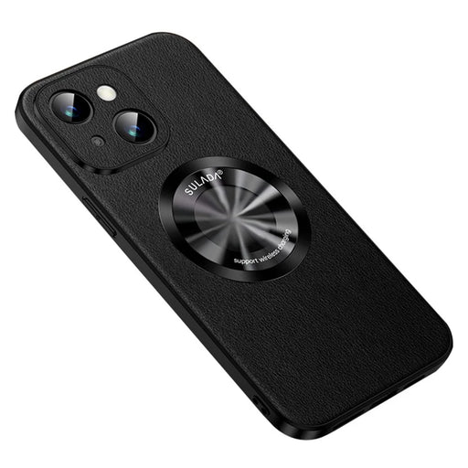 SULADA Phone Cover for iPhone 13 6.1 inch , Fall Proof Cowhide Texture PU Leather Coated TPU Case Compatible with MagSafe - Black - 1