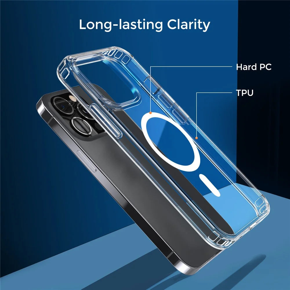AHASTYLE PC06 For iPhone 13 Pro Compatible with MagSafe Cell Phone Cover HD Clear PC + TPU Case Shell - 2