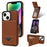 N.BEKUS For iPhone 14 Plus RFID Blocking PU Leather Coated TPU Phone Case Card Slots Kickstand Cover - Brown - 1
