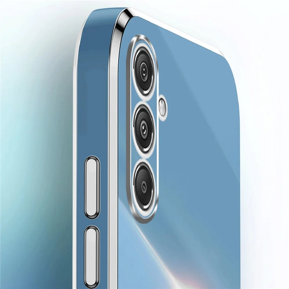 XINLI Phone Case for Samsung Galaxy S23 FE Electroplated TPU Anti-drop Cover with Ring Kickstand - Cyan - 6
