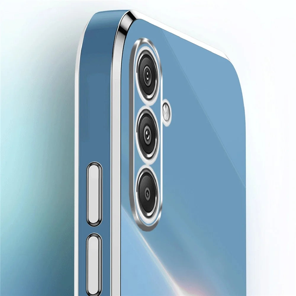 XINLI For Samsung Galaxy S23 FE Electroplated Gold Edge TPU Phone Case Drop-proof Cover - Cyan - 6