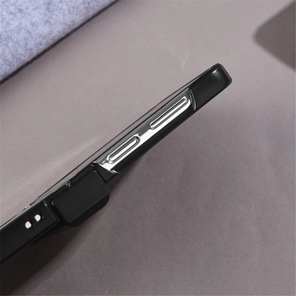 For Samsung Galaxy Z Flip5 5G Hinge Design Magnetic Case Cloth Texture Leather+PC Phone Cover with Tempered Glass Rear Screen Protector - Black - 6