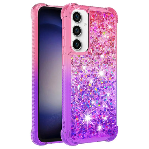 For Samsung Galaxy S23 FE TPU Case Gradient Quicksand Phone Back Cover - Pink+Purple - 1