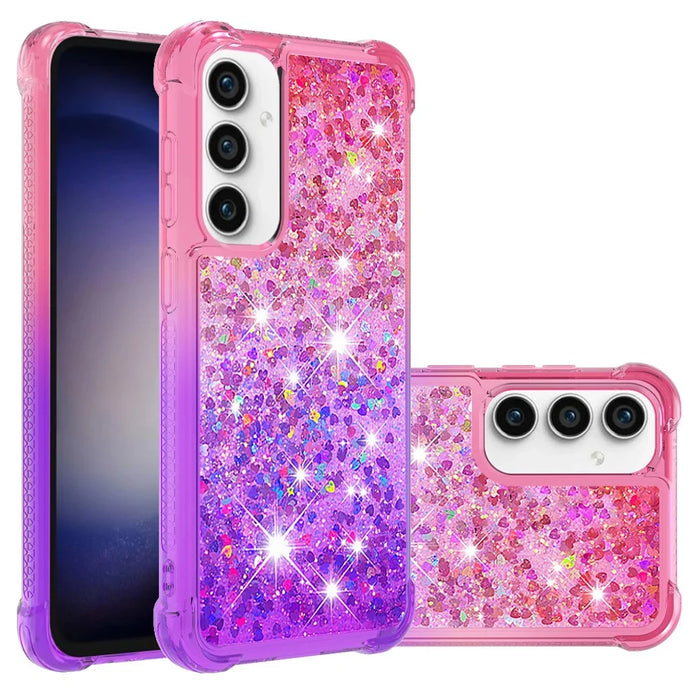 For Samsung Galaxy S23 FE TPU Case Gradient Quicksand Phone Back Cover - Pink+Purple - 2