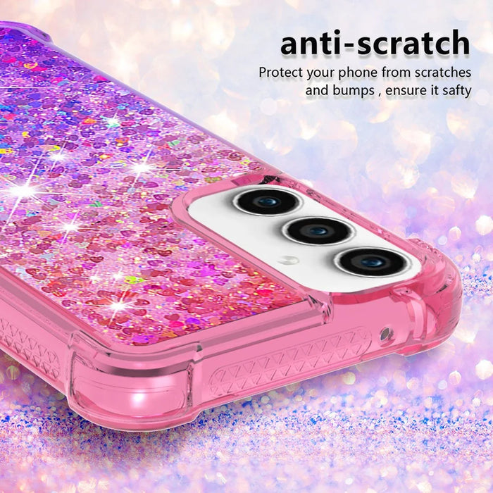 For Samsung Galaxy S23 FE TPU Case Gradient Quicksand Phone Back Cover - Pink+Purple - 4