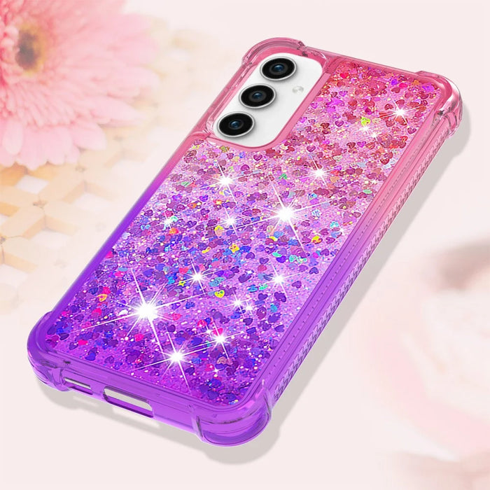 For Samsung Galaxy S23 FE TPU Case Gradient Quicksand Phone Back Cover - Pink+Purple - 6