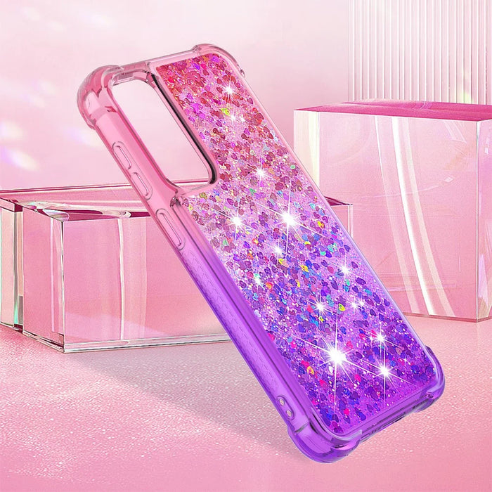 For Samsung Galaxy S23 FE TPU Case Gradient Quicksand Phone Back Cover - Pink+Purple - 7