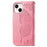 For iPhone 15 Butterfly Imprinted Phone Leather Case Wallet Stand Phone Cover - Pink - 5