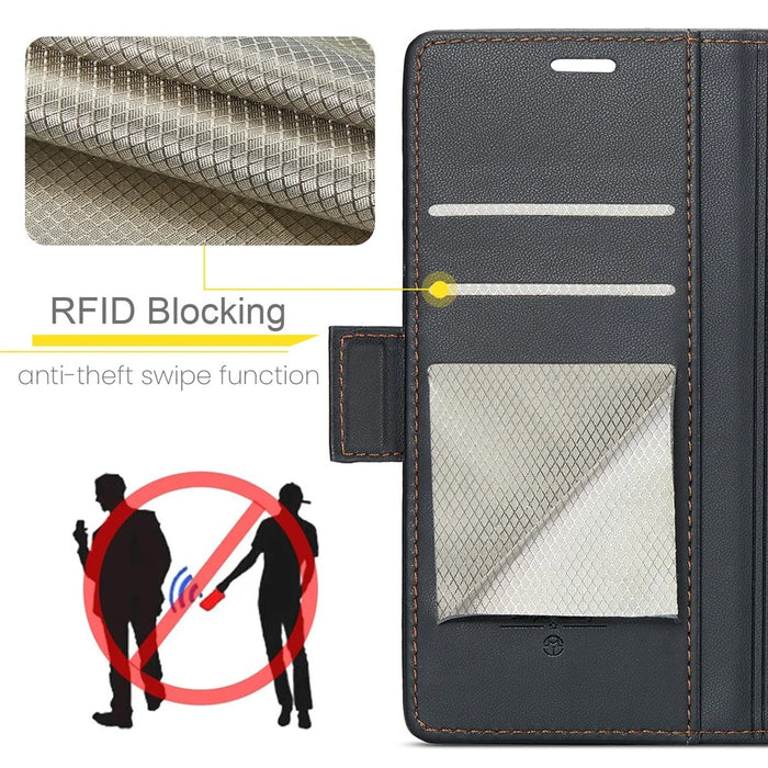 For iPhone 15 Leather Case CASEME 023 RFID Blocking 3 Card Slot Mobile Cover - Black - 7