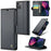 For iPhone 15 Plus Leather Case CASEME 023 RFID Blocking 3 Card Slot Mobile Cover - Black - 1