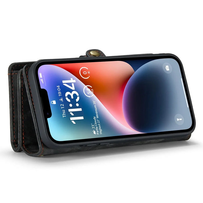For iPhone 15 Pro Phone Cases CASEME 008 Leather Cover with Detachable Wallet and Strap - Black - 5
