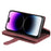 For iPhone 15 PU Leather Wallet Stand Cover Case Zipper Pocket 9 Card Slots Phone Shell - Wine Red - 4