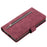 For iPhone 15 Pro Phone Shell PU Leather Wallet Stand Cover Zipper Pocket 9 Card Slots Case - Wine Red - 6