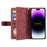 For iPhone 15 Pro Max Zipper Pocket 9 Card Slots Phone Shell PU Leather Wallet Stand Cover Case - Wine Red - 3