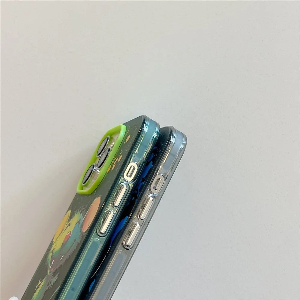 For iPhone 13 Pro Max Graffiti Animal Pattern Case PC+TPU Shock Absorbing Phone Cover - Drinking Cat - 5