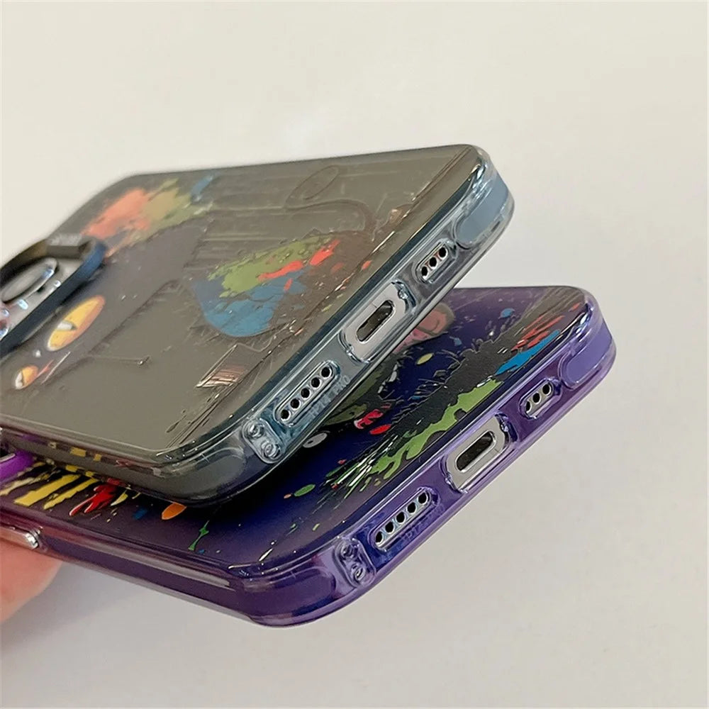 For iPhone 14 Pro Max Graffiti Phone Case Animal Pattern Printing PC+TPU Anti-Scratch Cover - Sweater Dog - 3