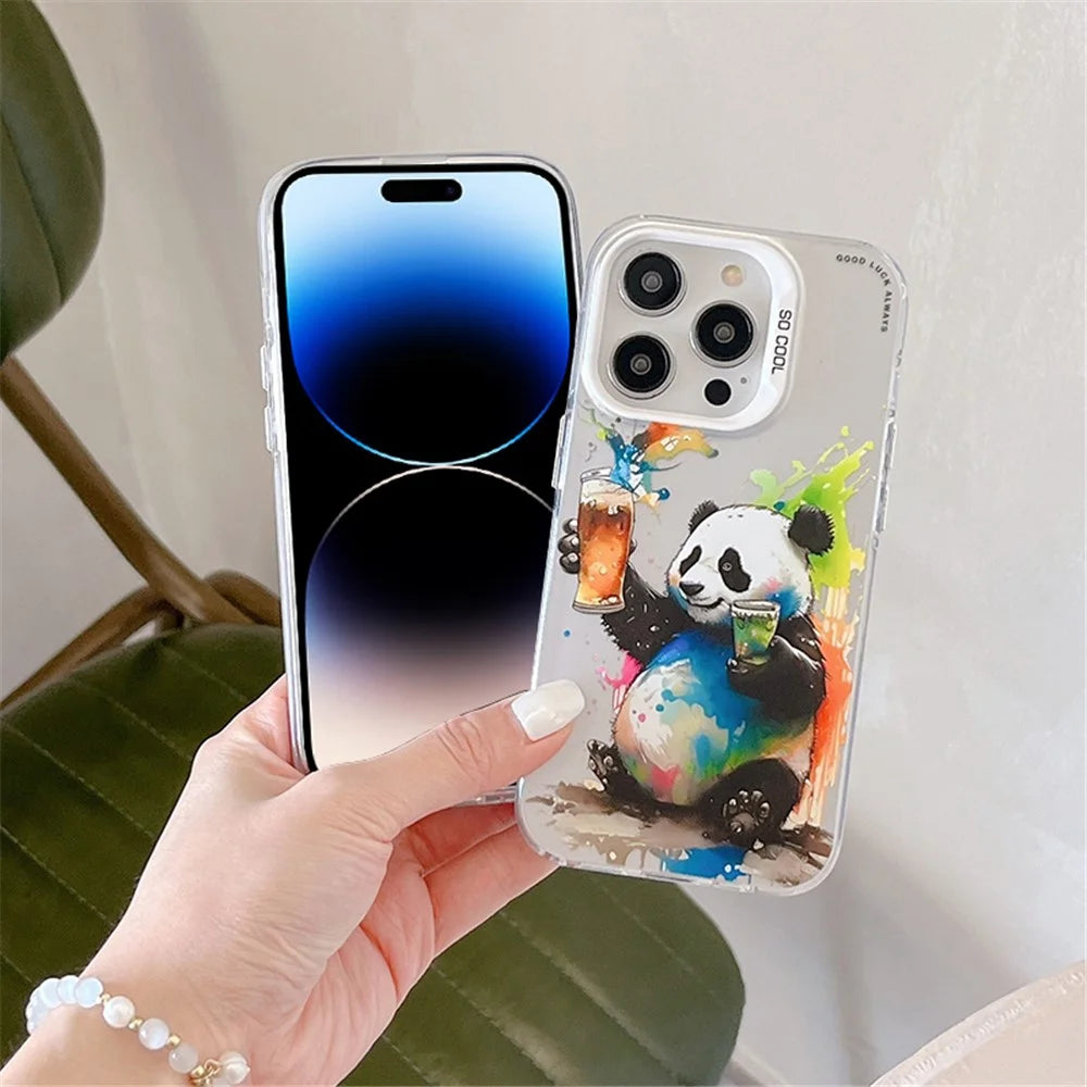 For iPhone 14 Pro Max Graffiti Phone Case Animal Pattern Printing PC+TPU Anti-Scratch Cover - Sweater Dog - 5
