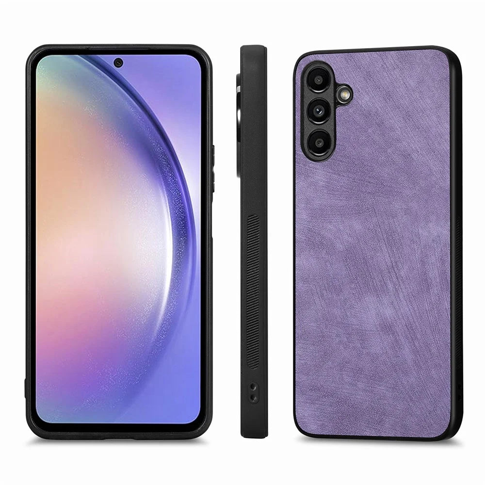 ENKAY HAT PRINCE For Samsung Galaxy A54 5G Retro PU Leather+PC Phone Case with High Aluminium-silicon Glass Film - Purple - 2