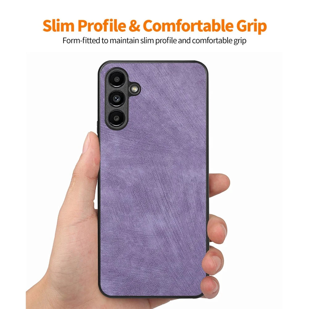 ENKAY HAT PRINCE For Samsung Galaxy A54 5G Retro PU Leather+PC Phone Case with High Aluminium-silicon Glass Film - Purple - 3