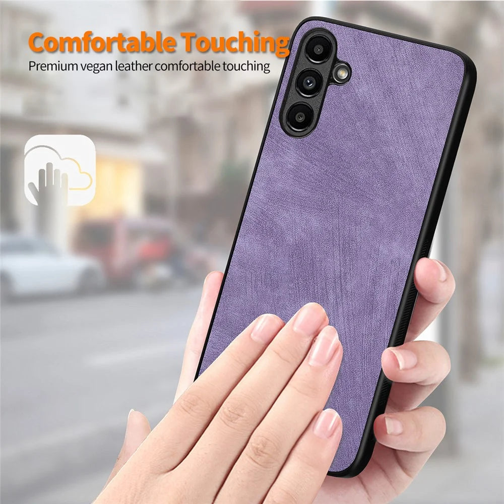 ENKAY HAT PRINCE For Samsung Galaxy A54 5G Retro PU Leather+PC Phone Case with High Aluminium-silicon Glass Film - Purple - 5