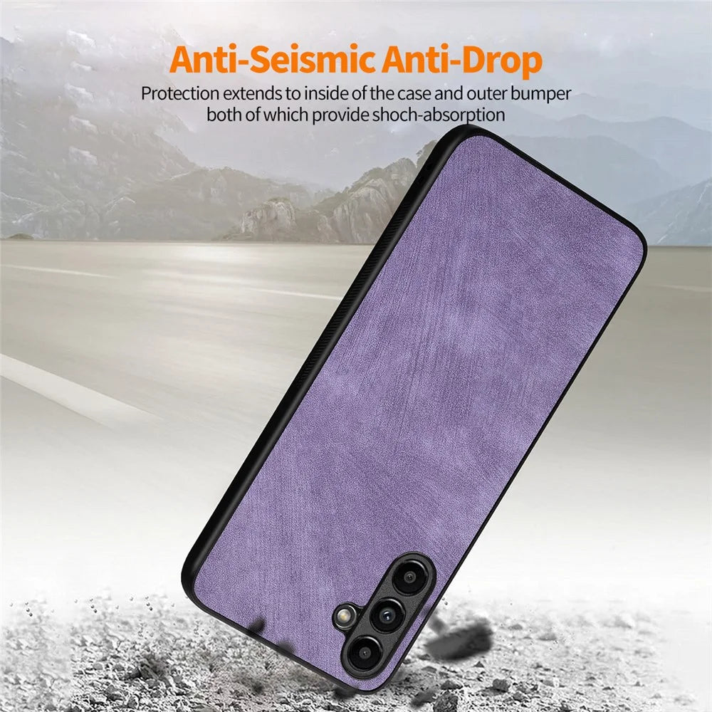 ENKAY HAT PRINCE For Samsung Galaxy A54 5G Retro PU Leather+PC Phone Case with High Aluminium-silicon Glass Film - Purple - 6