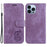 For iPhone 15 Pro Cute Tiger Pattern Imprinted PU Leather Anti-drop Cover Wallet Stand Phone Case - Purple - 1