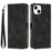 For iPhone 15 Plus Imprinted Triangle Pattern PU Leather Phone Case Stand Wallet Cover with Hand Strap - Black - 1