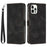 Leather Case for iPhone 15 Pro , Imprinted Triangle Pattern Stand Wallet Phone Cover with Hand Strap - Black - 1