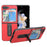ABEEL For Samsung Galaxy Z Flip5 5G Wood Texture Back Case PU Leather+PC Kickstand Phone Cover - Red - 1