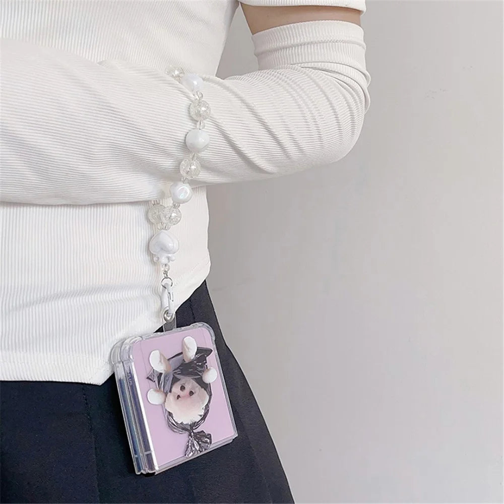 For Samsung Galaxy Z Flip5 5G TPU Reinforced Corners Phone Case Pattern Printing Phone Cover - Plastic Bag Cat - 5