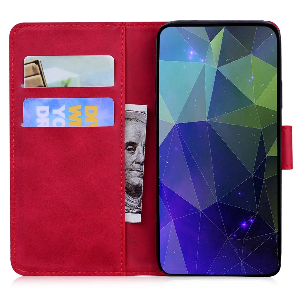 For Samsung Galaxy S23 FE Butterfly Printing Flip Stand Wallet Case Leather Anti-drop Phone Cover - Red - 2
