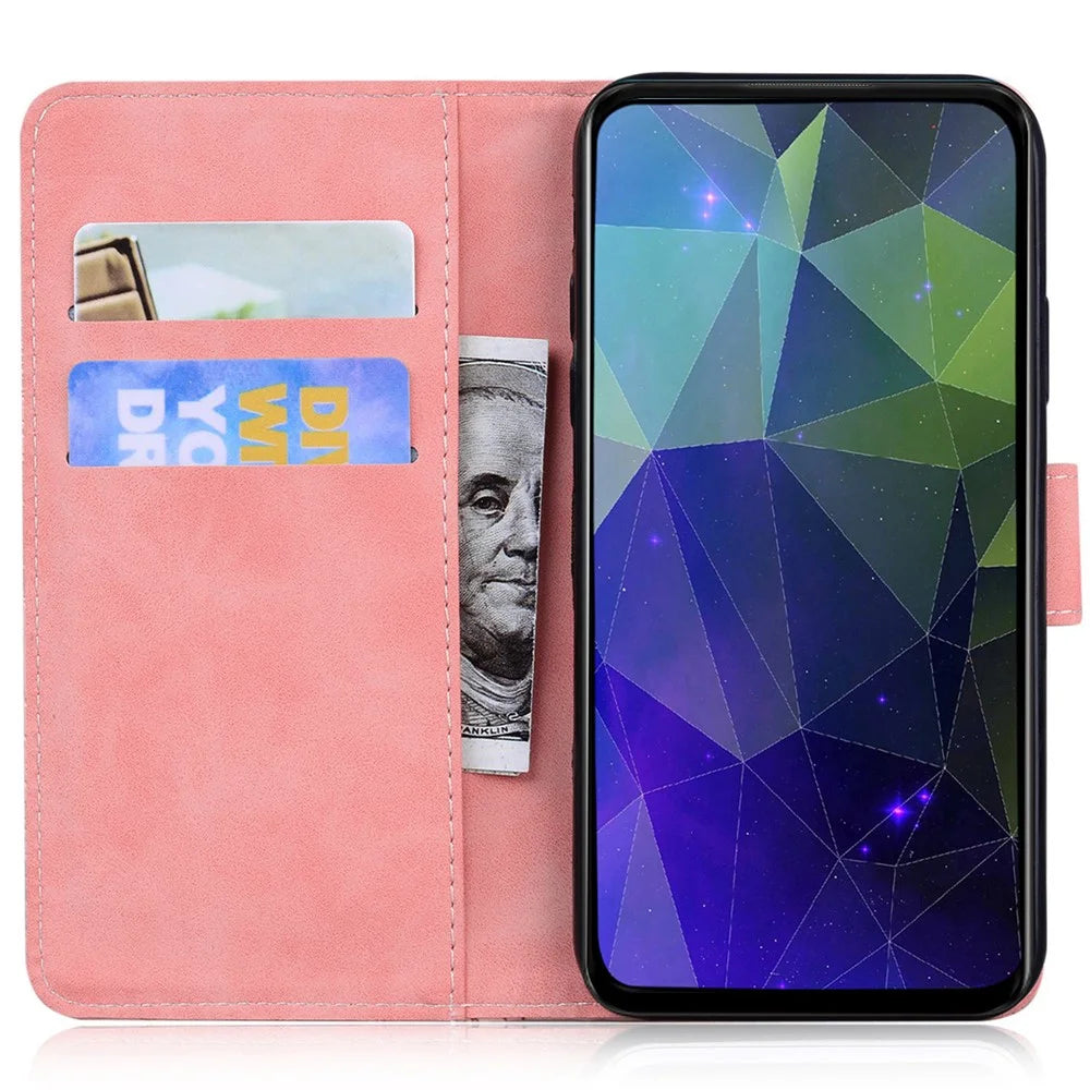 Solid Color Phone Case for Samsung Galaxy S23 FE PU Leather Wallet Stand Protective Cover - Pink - 2