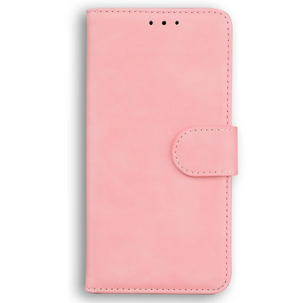 Solid Color Phone Case for Samsung Galaxy S23 FE PU Leather Wallet Stand Protective Cover - Pink - 6