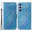 For Samsung Galaxy S23 FE Dazzling Flower Pattern Phone Wallet Case PU Leather Stand Cover - Blue - 1