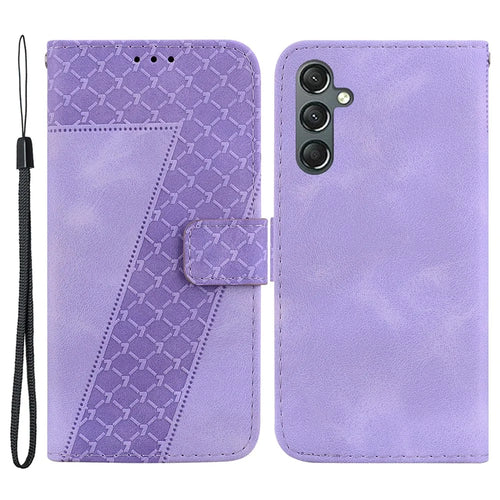 For Samsung Galaxy A25 5G (Global) (161.0 x 76.5 x 8.3mm) Phone Cover 7-Shape Imprinted PU Leather Wallet Stand Case - Purple - 1