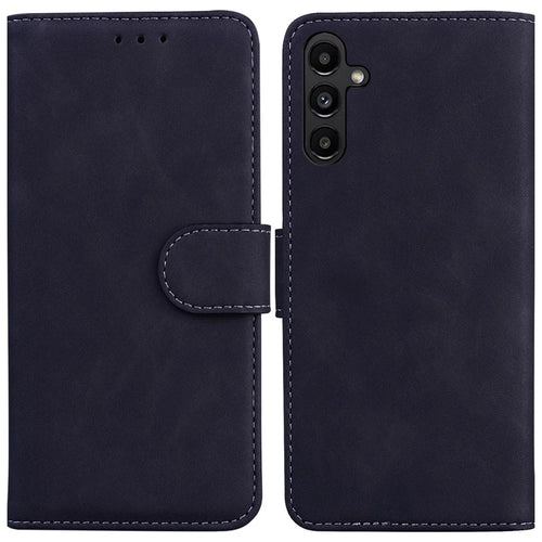 Phone Case for Samsung Galaxy A25 5G (Global) (161.0 x 76.5 x 8.3mm) Solid Color PU Leather Wallet Cell Phone Protective Cover with Stand - Black - 1